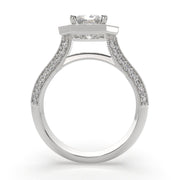 Beatrice Radiant Cut Halo Pave Knife Edge Milgrain Engagement Ring Setting - Nivetta